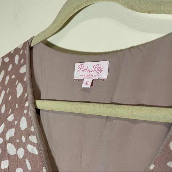 Pink Lily TRUSTING IN YOU TAUPE DOTTED DRESS ROMPER Size XL - Picture 7 of 7